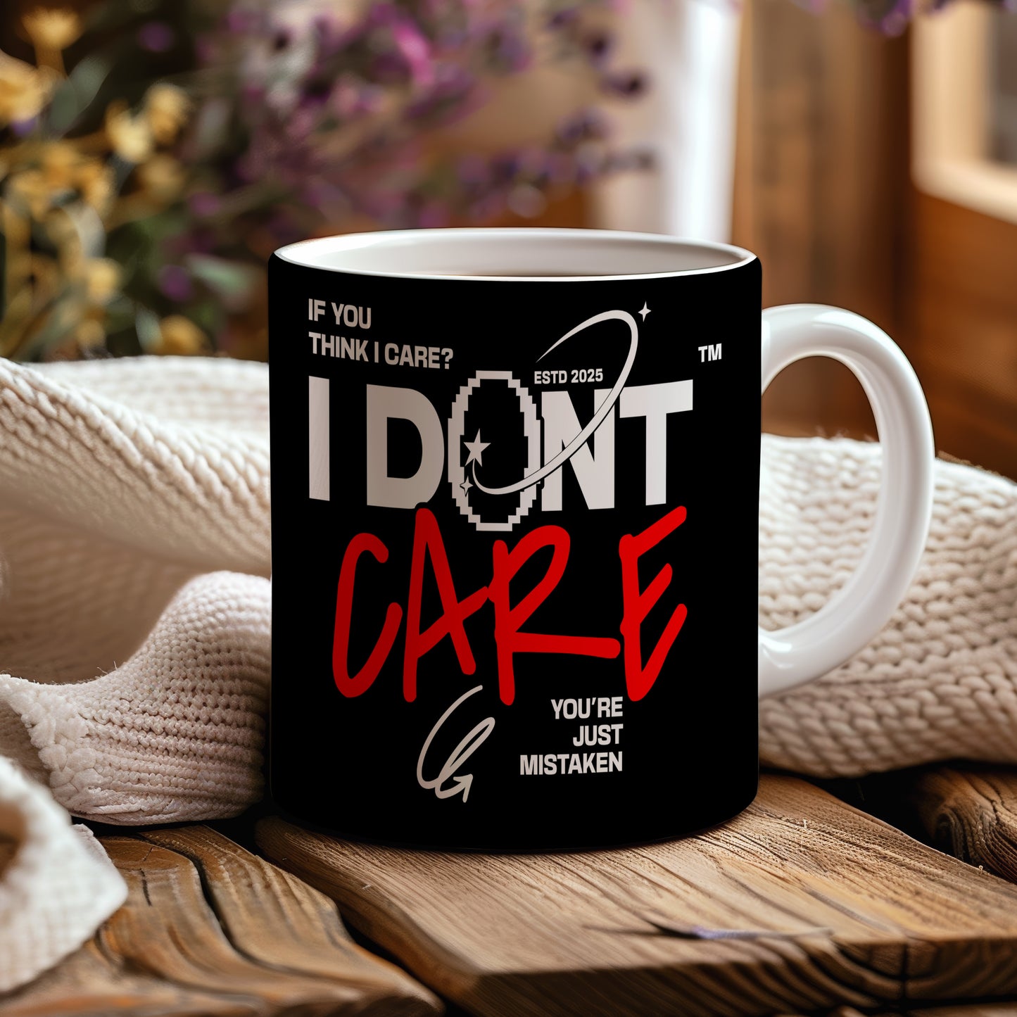Hrnek s motivačním citátem – I Don't Care