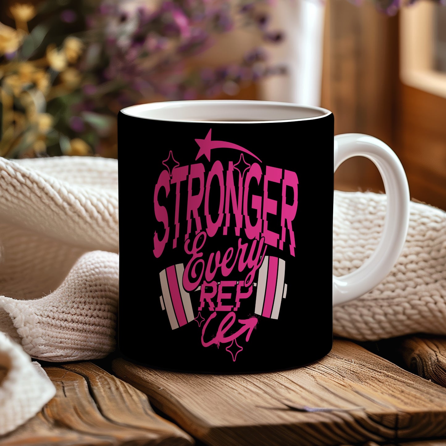 Hrnek s motivačním citátem – Stronger Every Rep