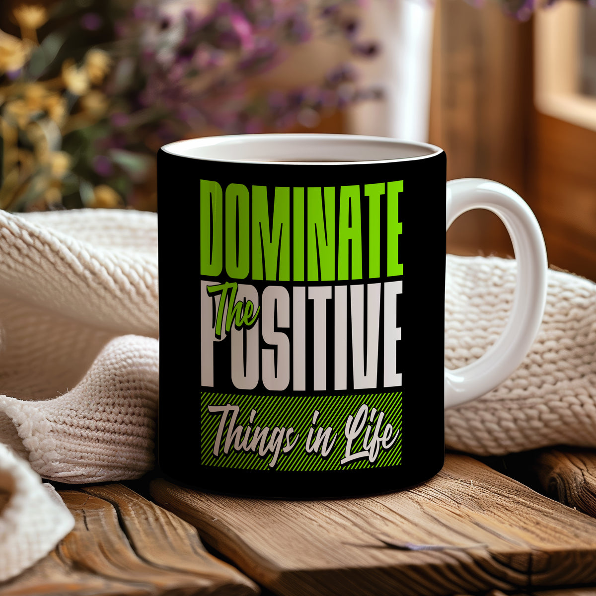Hrnek s motivačním citátem – Dominate the Positive