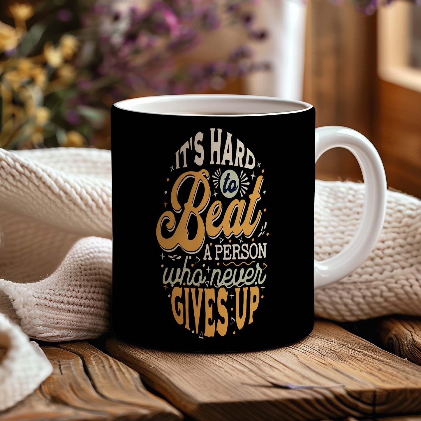 Hrnek s motivačním citátem – It's Hard to Beat