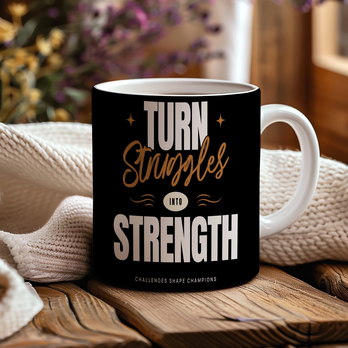 Hrnek s motivačním citátem – Turn Struggles