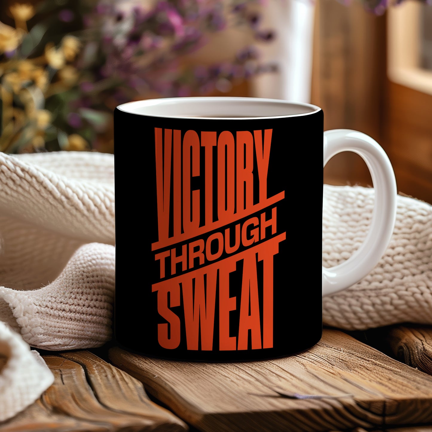 Hrnek s motivačním citátem – Victory Through Sweat