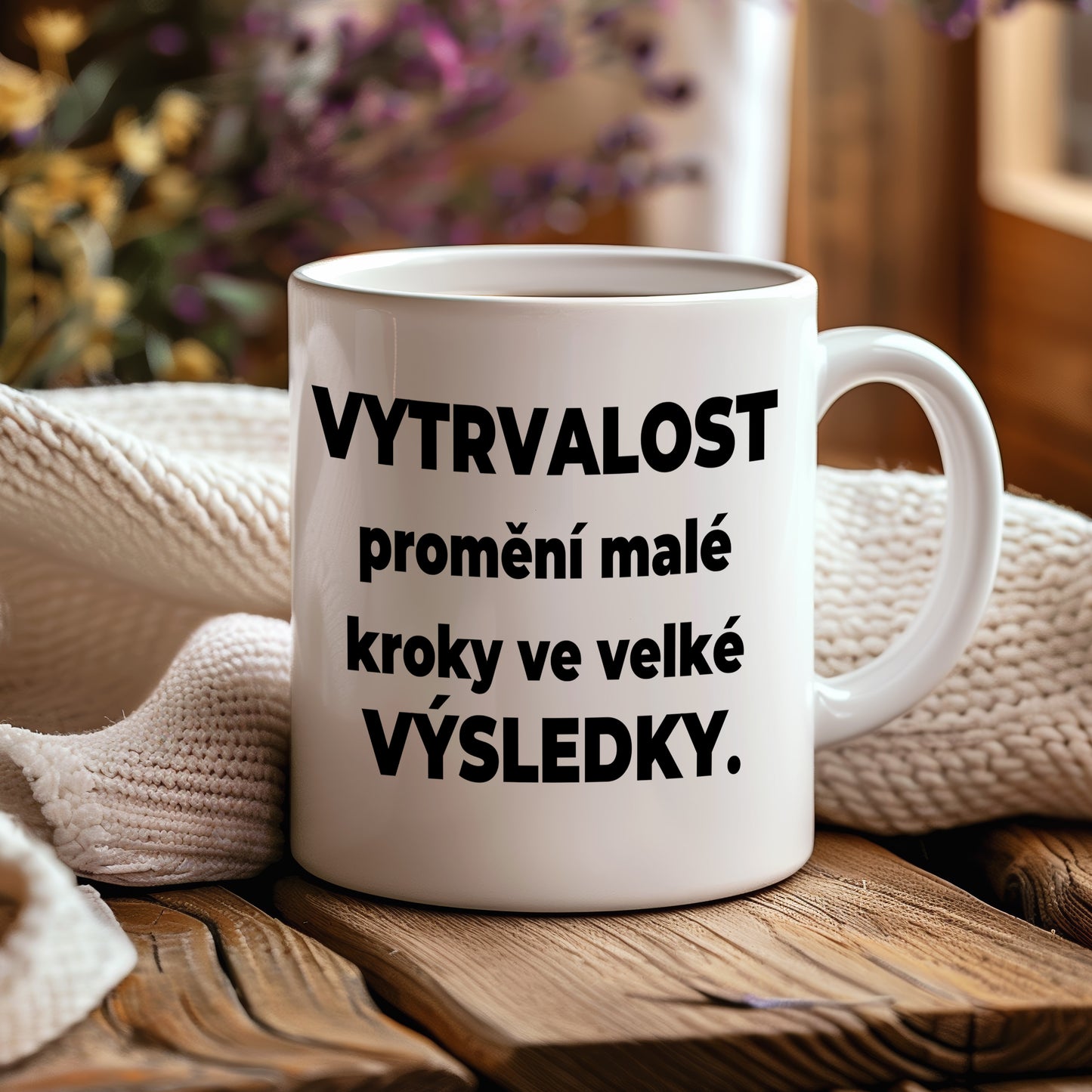Motivační hrnek – Vytrvalost promění malé kroky