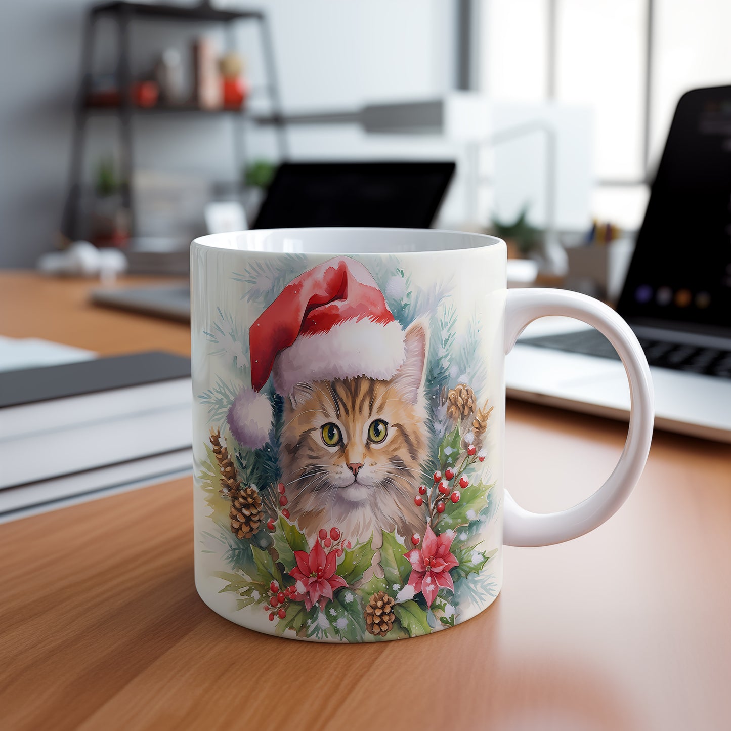 Vánoční hrnek s Kočkou a čepicí