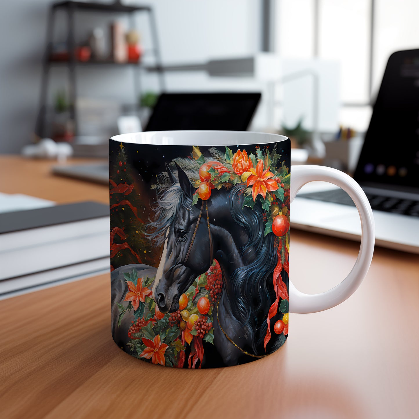 Vánoční hrnek s Koněm a věncem