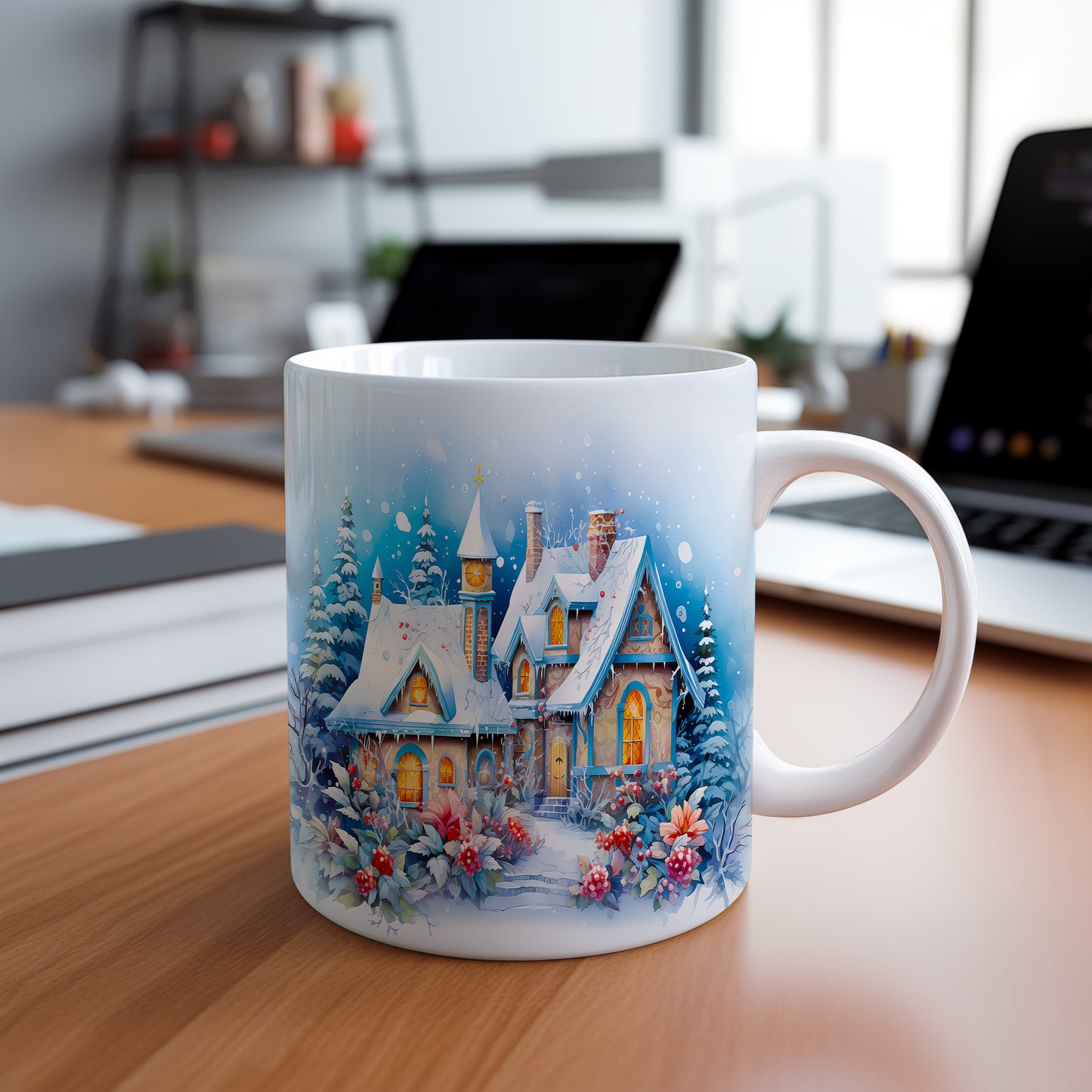 Vánoční hrnek se zimními vesnicemi – dárková edice