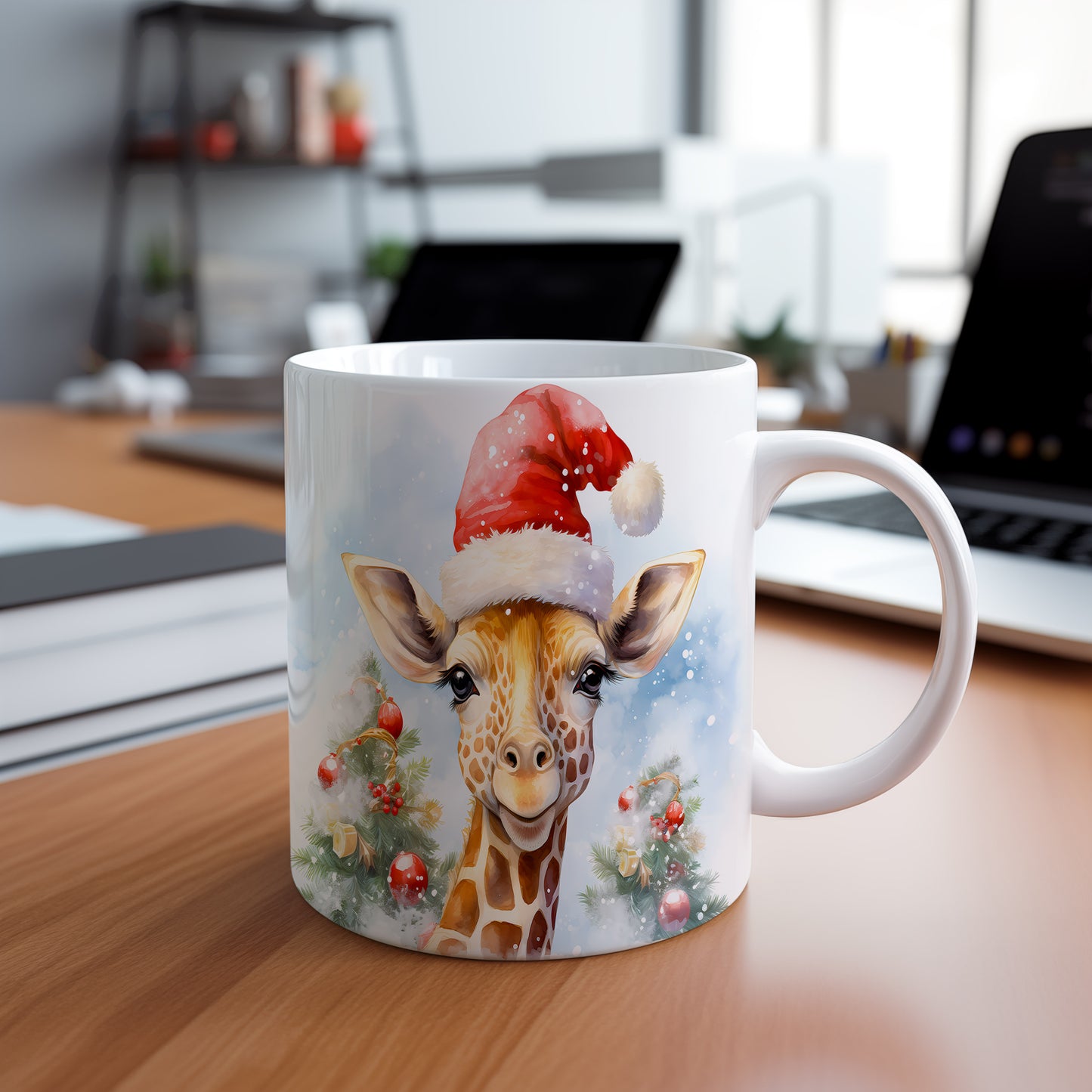 Vánoční hrnek se Žirafou a čepicí
