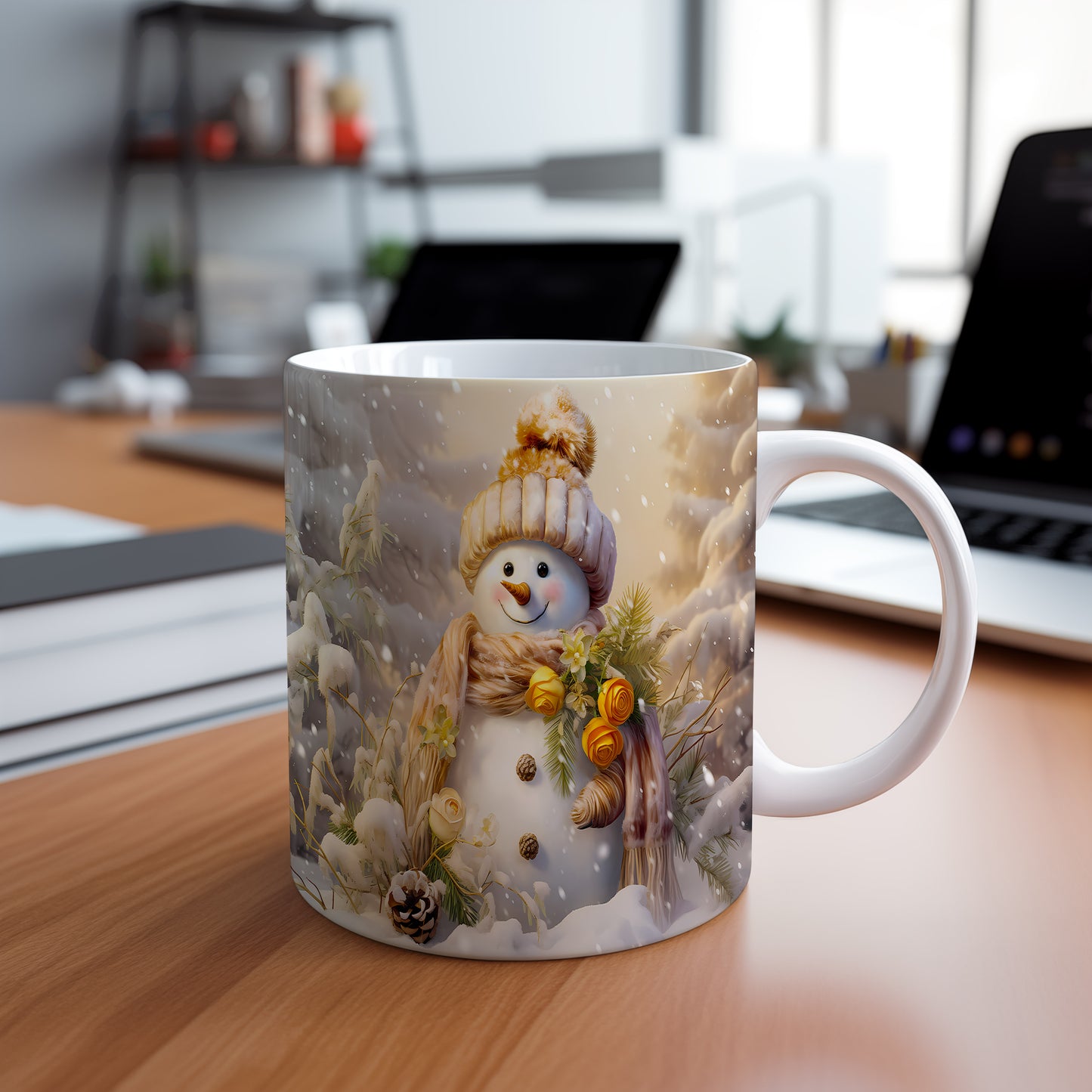 Vánoční hrnek se sněhulákem a šálou – dárková edice