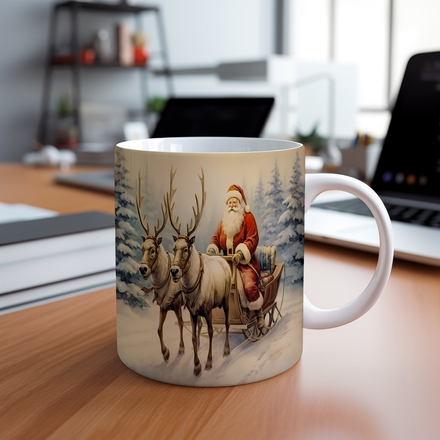 Vánoční hrnek se Santou na saních