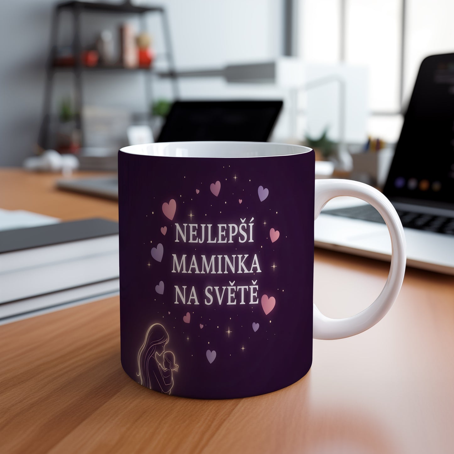 Hrnek NEJLEPŠÍ MAMINKA NA SVĚTĚ – kouzelná noc plná srdcí a hvězd – varianta 88