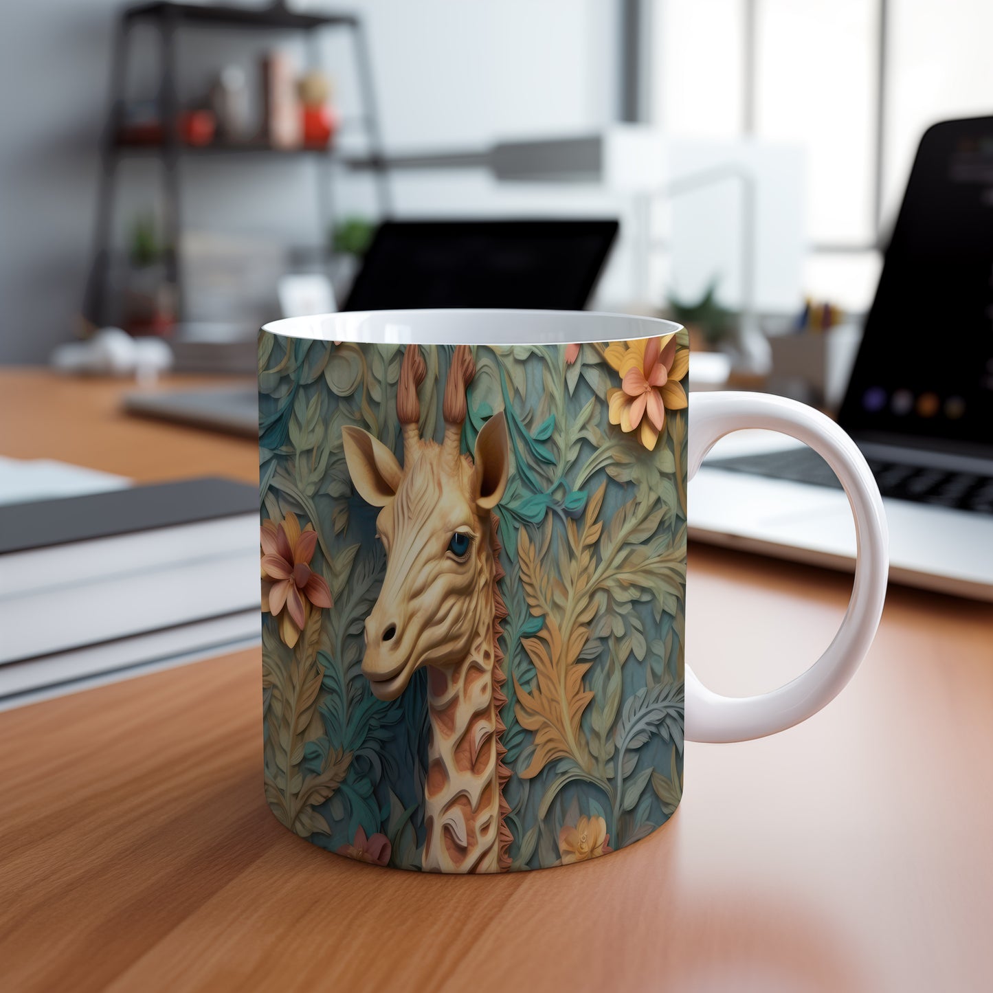 Hrnek s realistickou žirafou