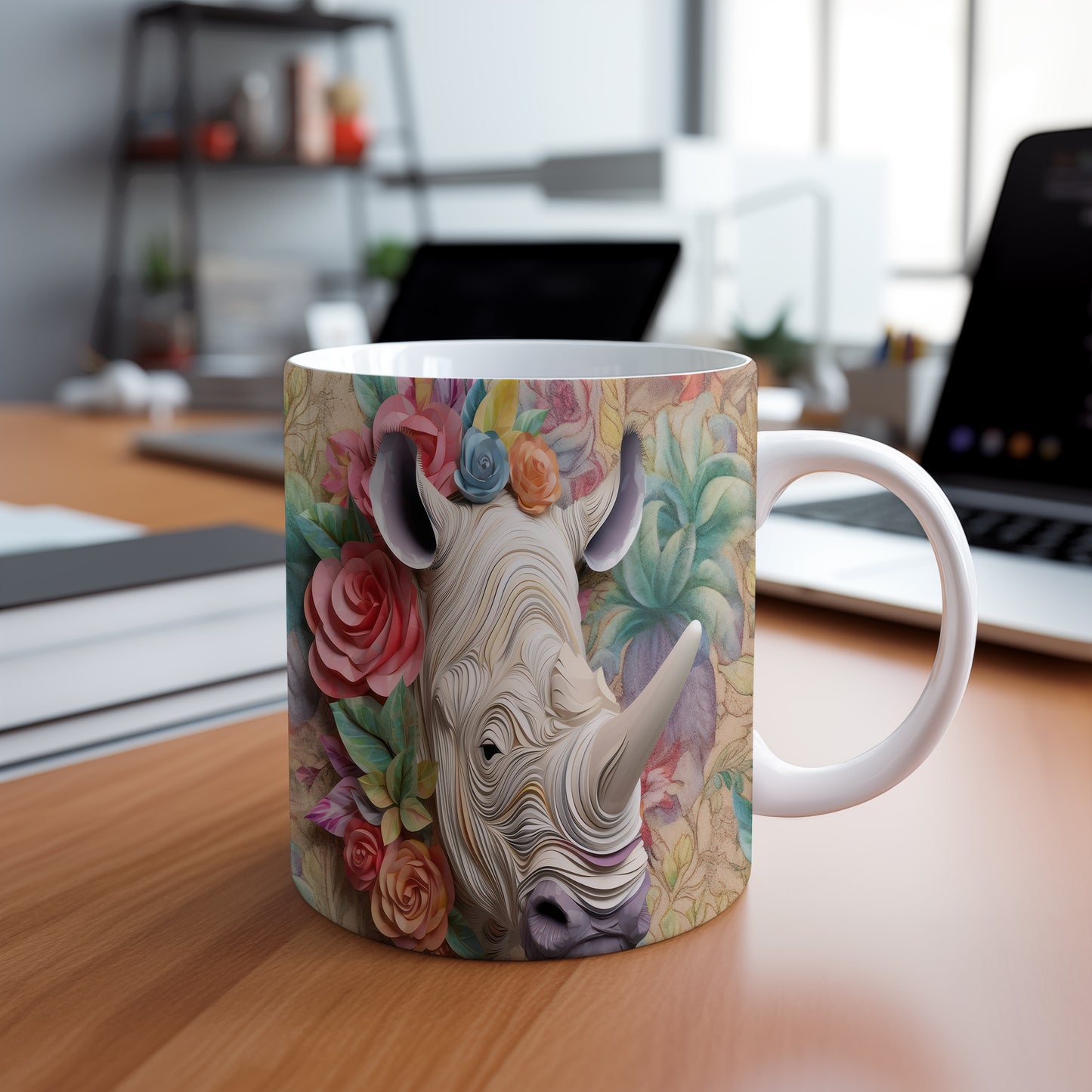 Hrnek se řezaným nosorožcem