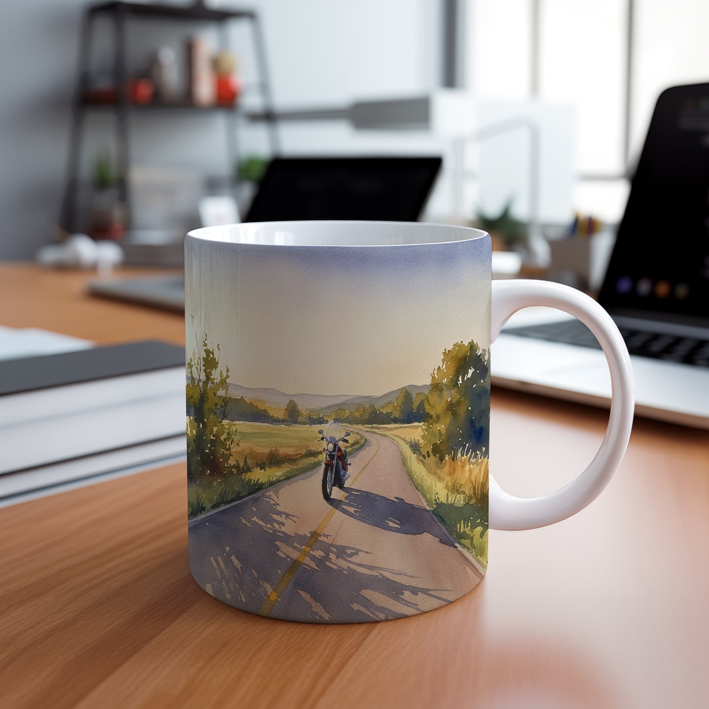 Hrnek s akvarelem silniční motorky