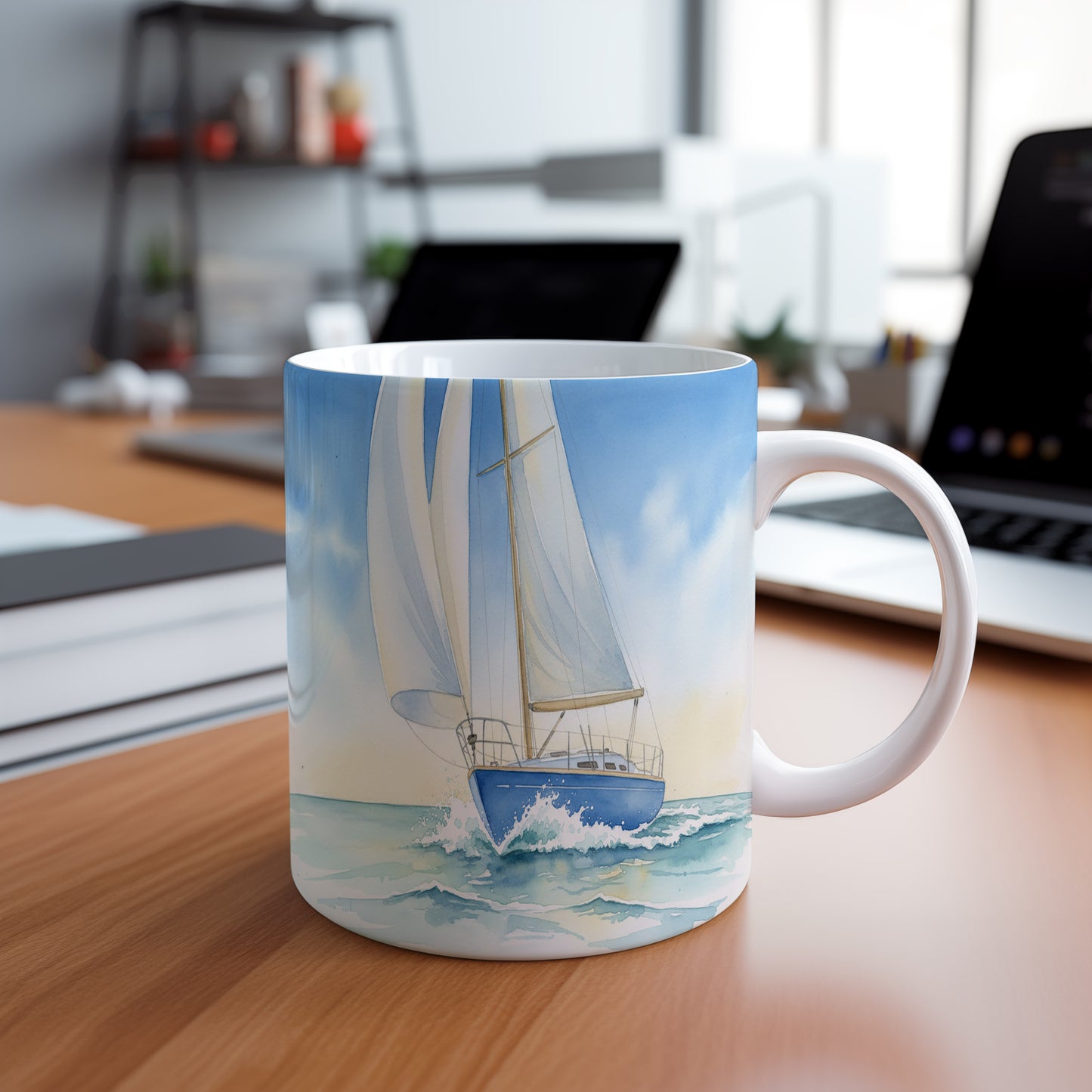 Hrnek s plachetnicí v oceánském vánku