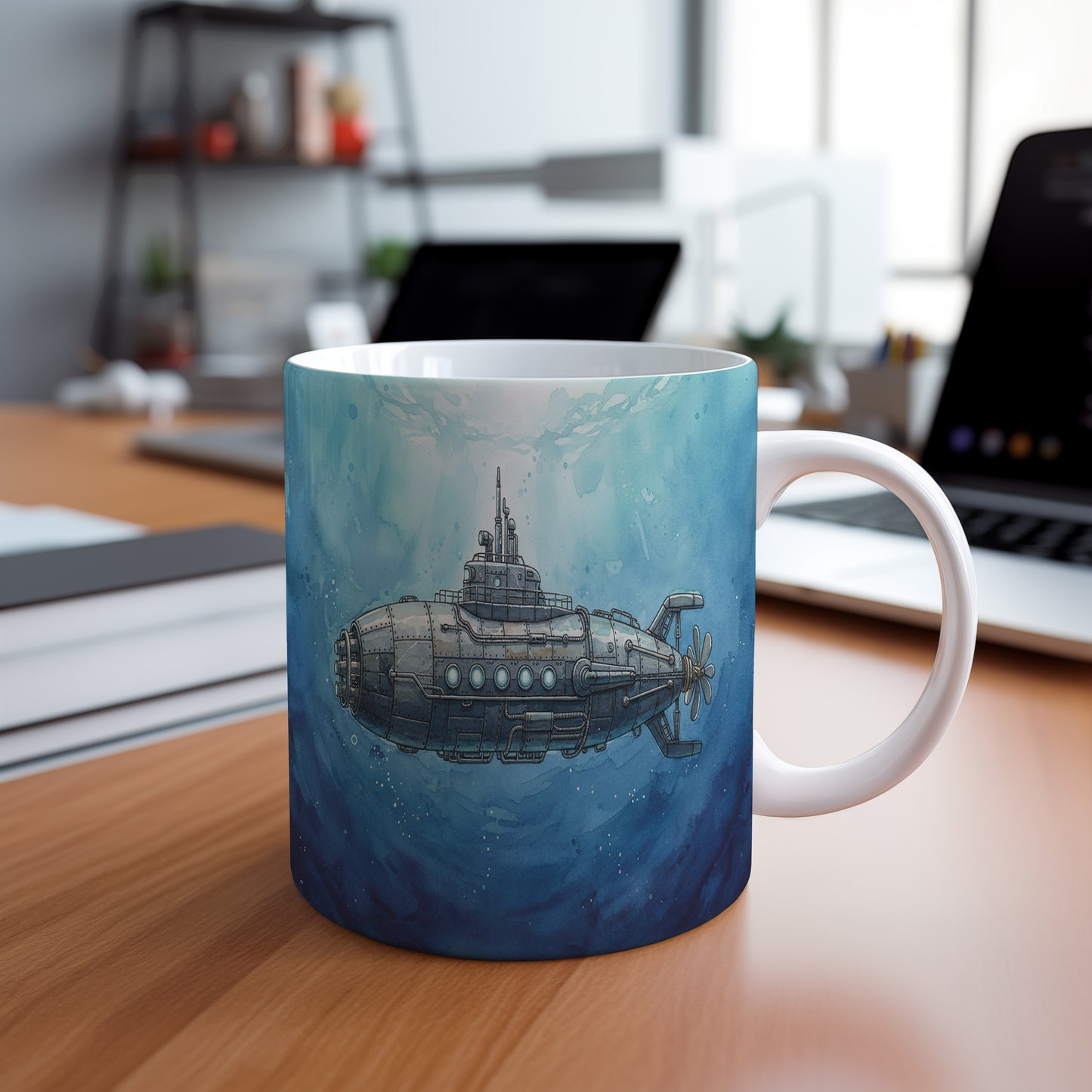 Hrnek s ponorkou pod hladinou