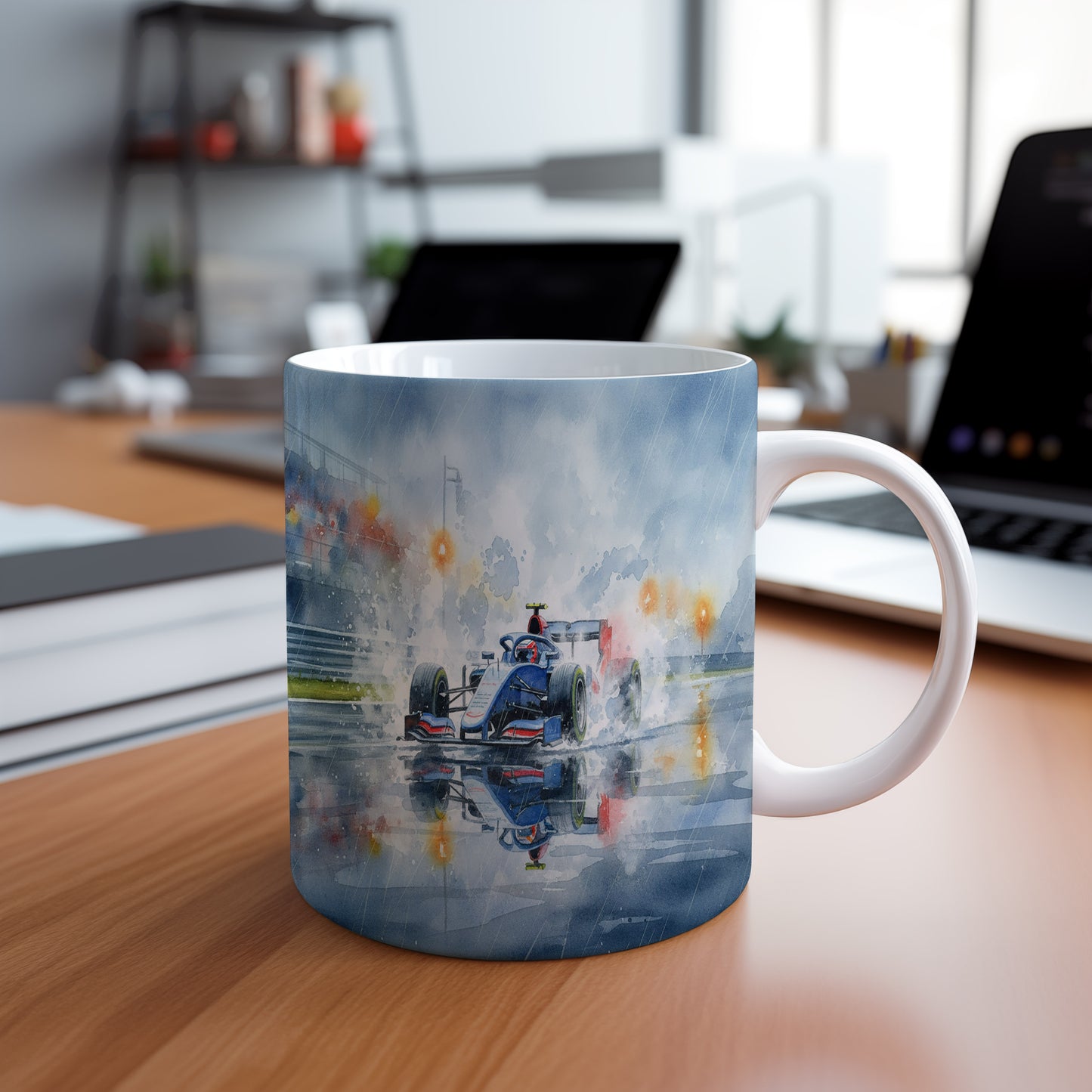 Hrnek s formulí v dešti