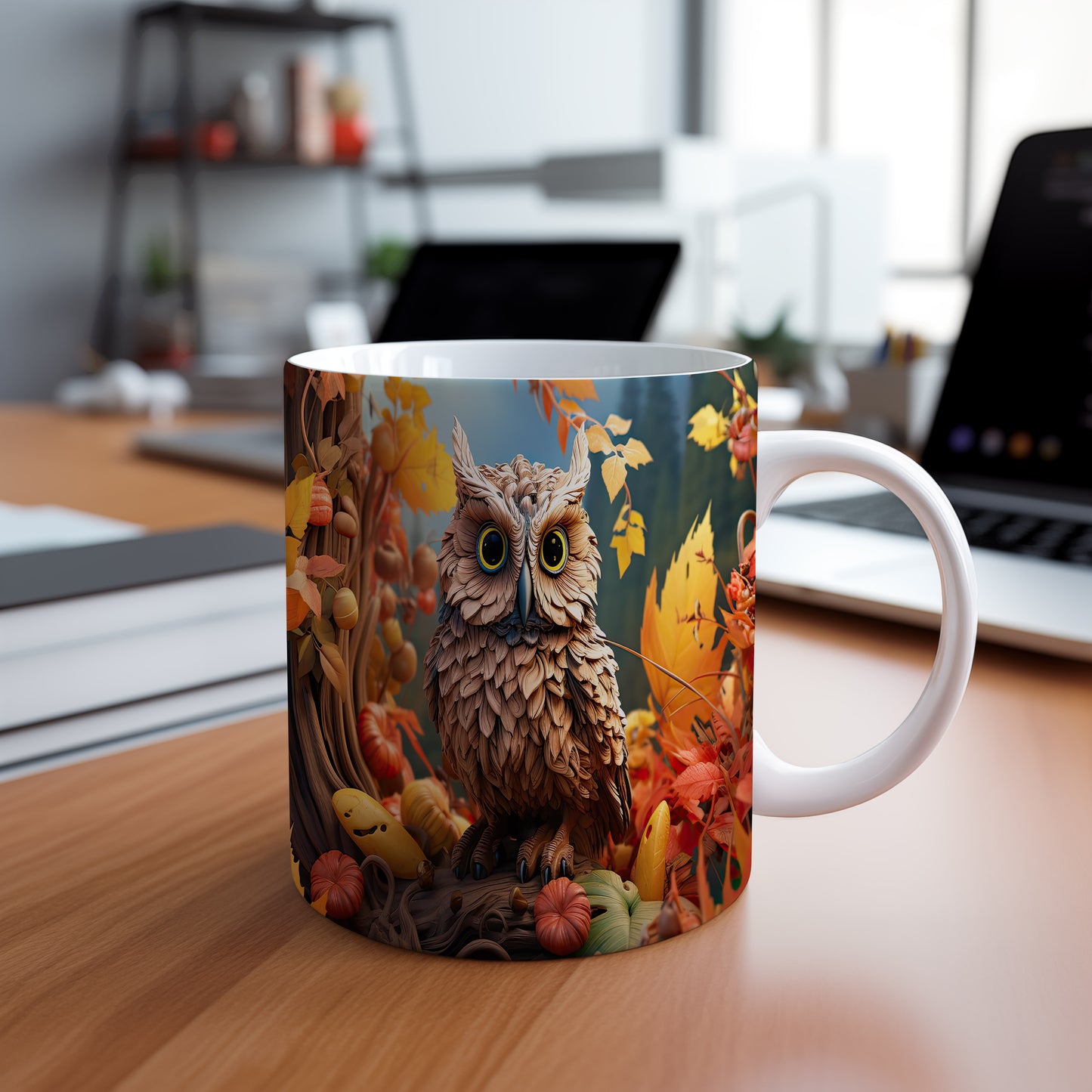 Hrnek s roztomilou sovou – modrými detaily