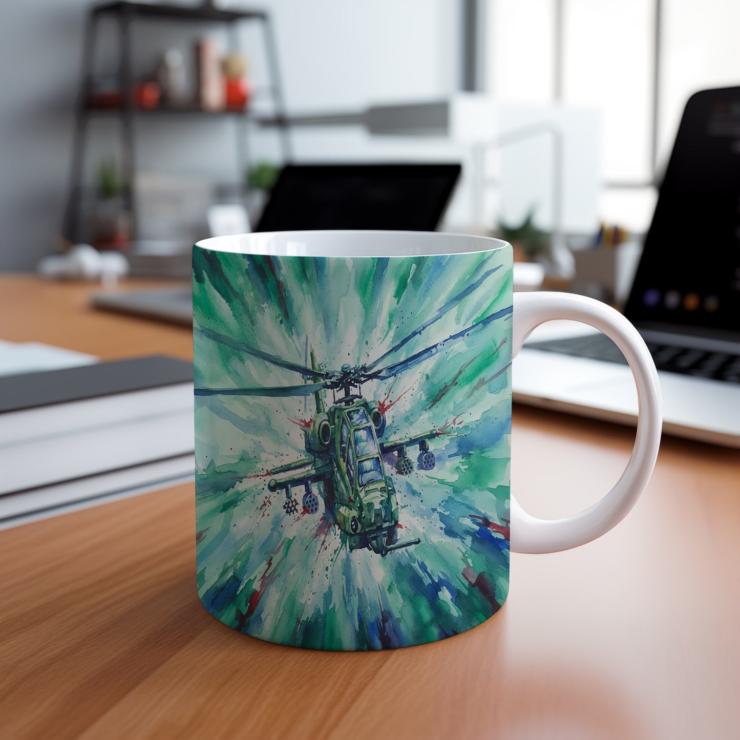 Hrnek s vrtulníkem v akci