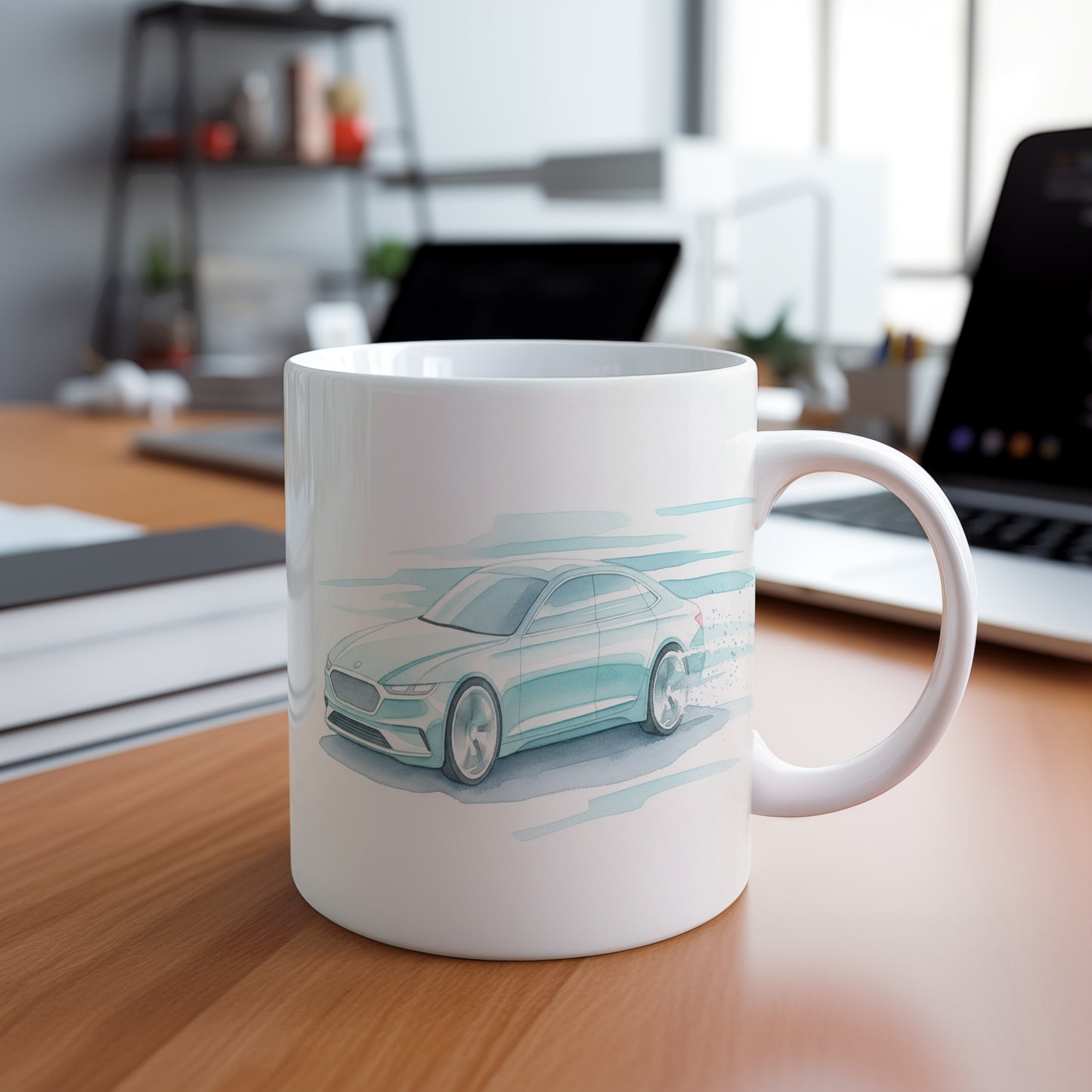 Hrnek s futuristickým vozem