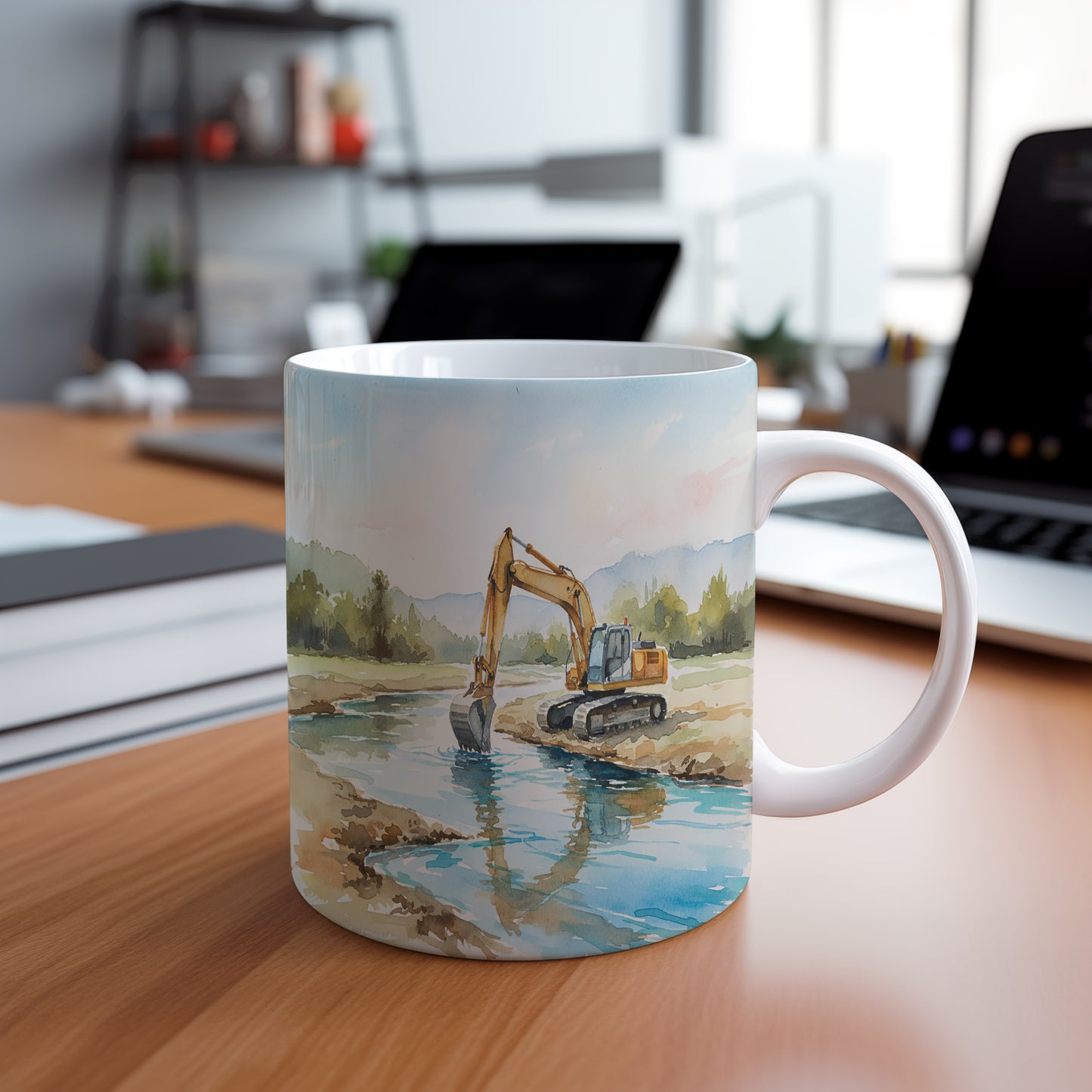 Hrnek s bagrem u potoka