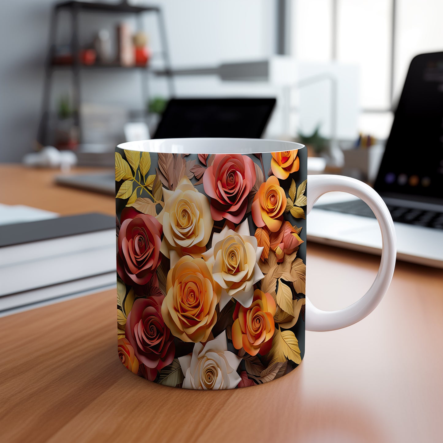 Hrnek s barevnými růžemi