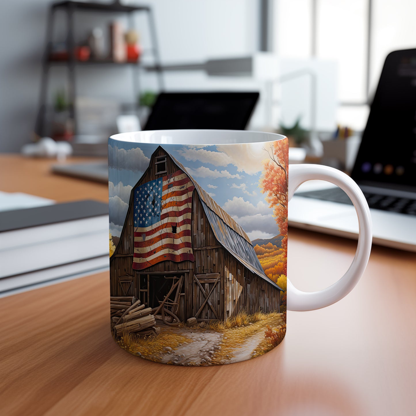 Hrnek s motivem staré stodoly