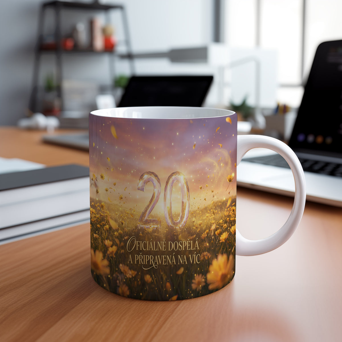 Narozeninový hrnek 20 let – OFICIÁLNĚ DOSPĚLÁ A PŘIPRAVENÁ NA VÍC