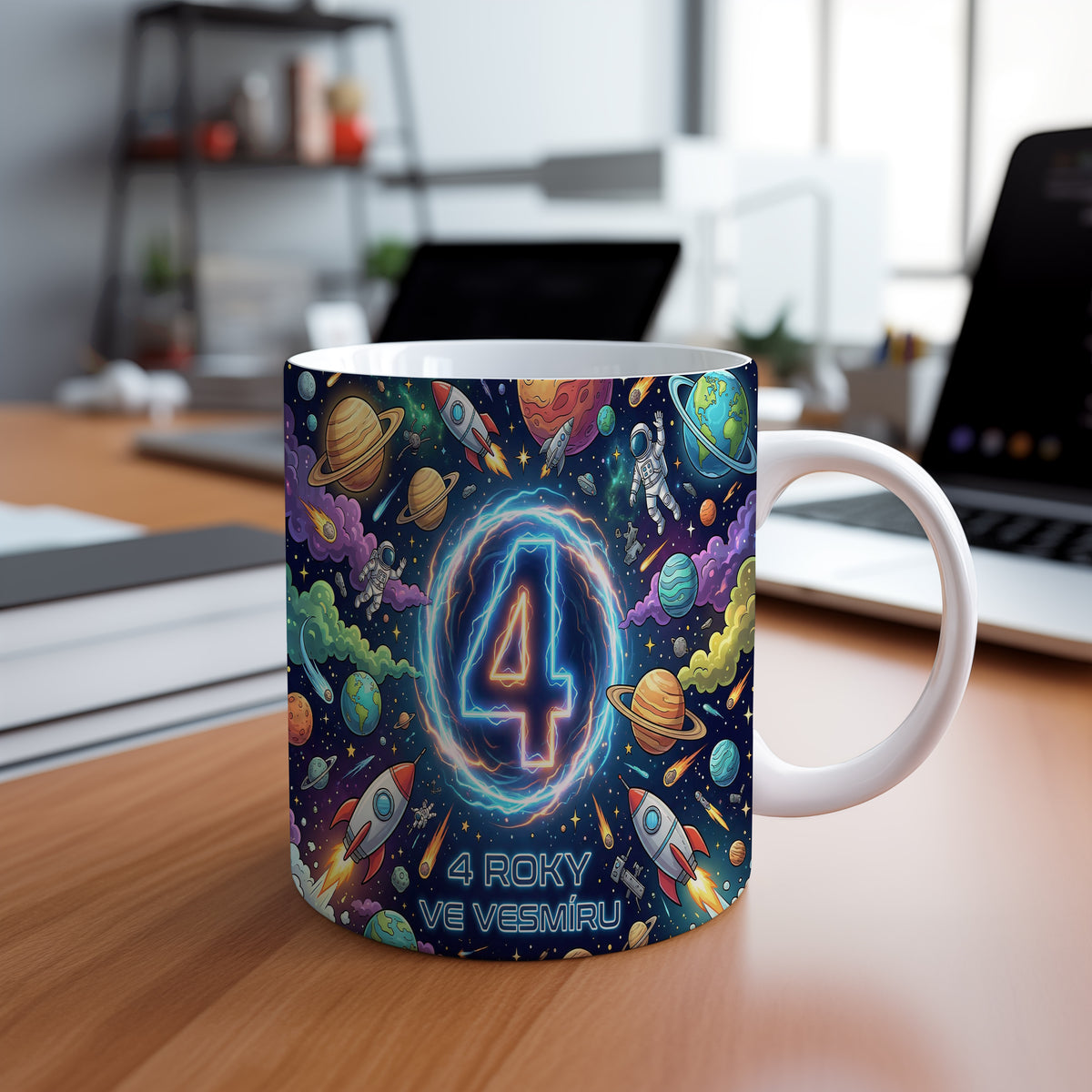 Narozeninový hrnek 4 roky – 4 ROKY VE VESMÍRU