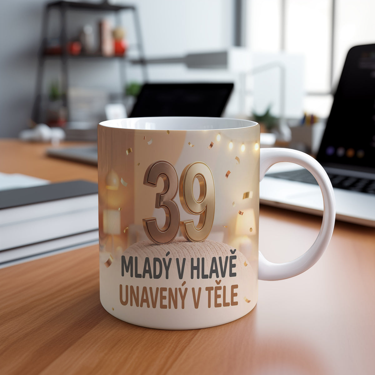Narozeninový hrnek 39 let – MLADÝ V HLAVĚ, UNAVENÝ V TĚLE