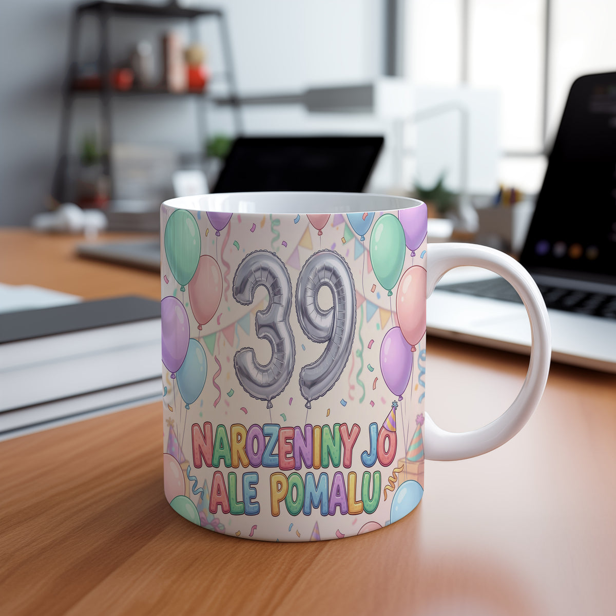 Narozeninový hrnek 39 let – NAROZENINY JO, ALE POMALU