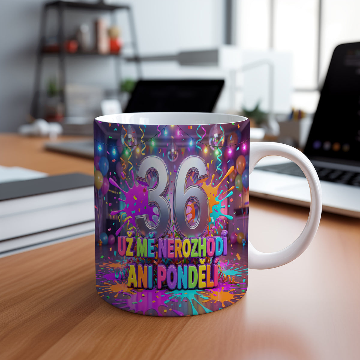 Narozeninový hrnek 36 let – UŽ MĚ NEROZHODÍ ANI PONDĚLÍ