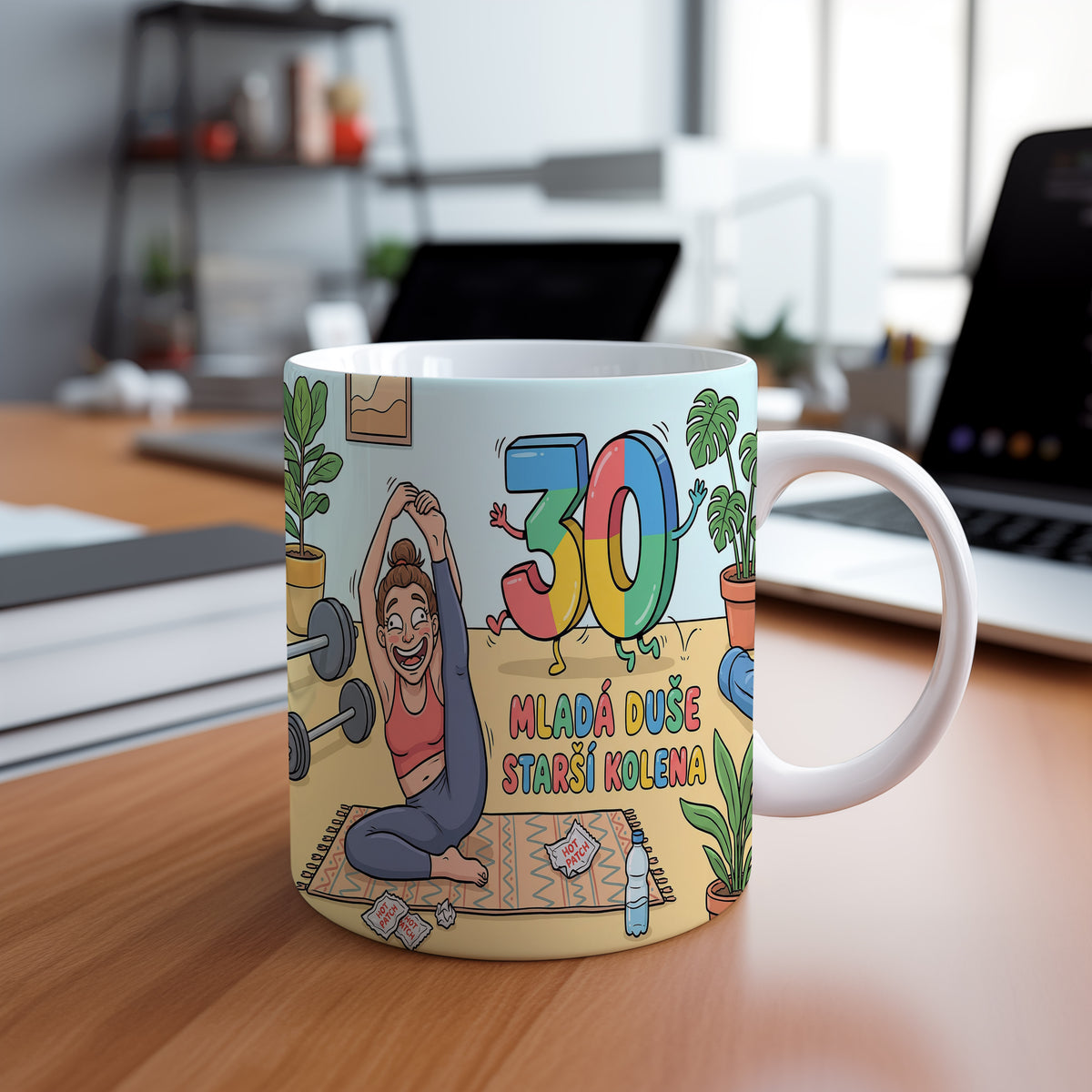 Narozeninový hrnek 30 let – MLADÁ DUŠE, STARŠÍ KOLENA