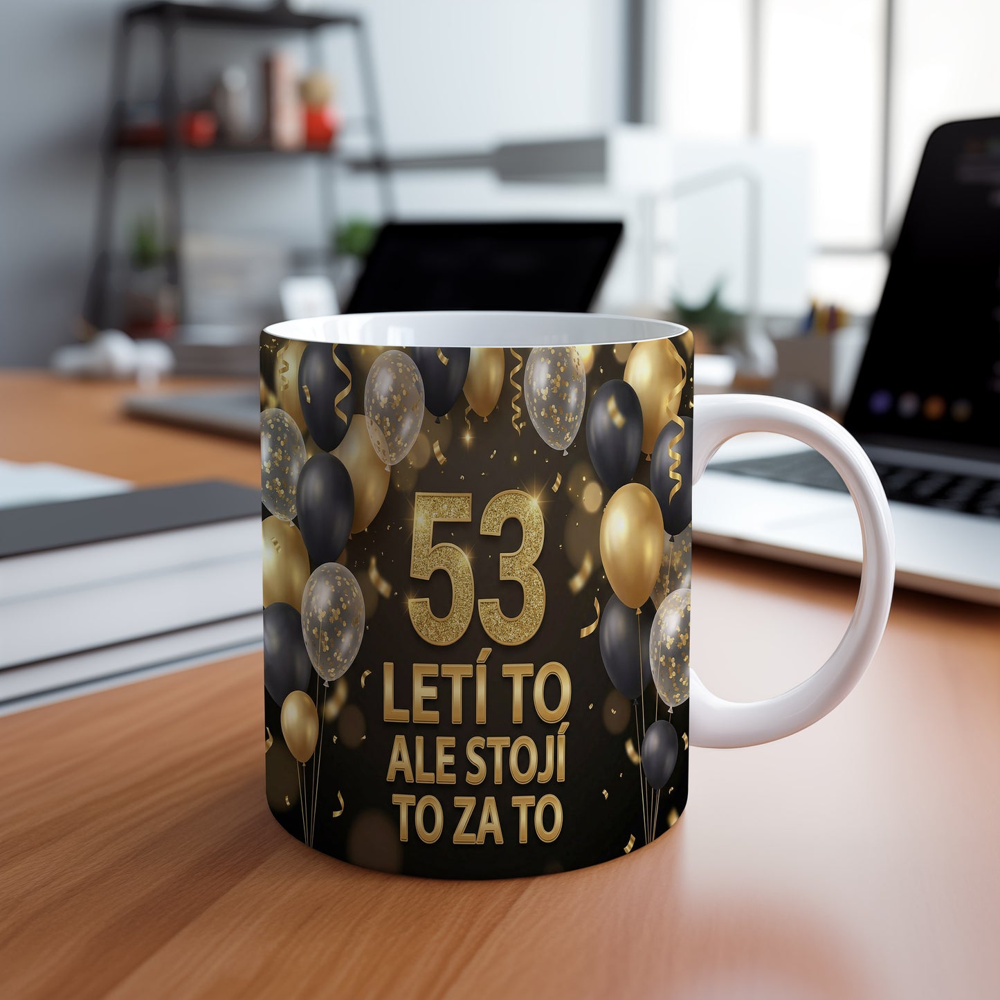 Narozeninový hrnek 53 let – LETÍ TO ALE STOJÍ TO ZA TO