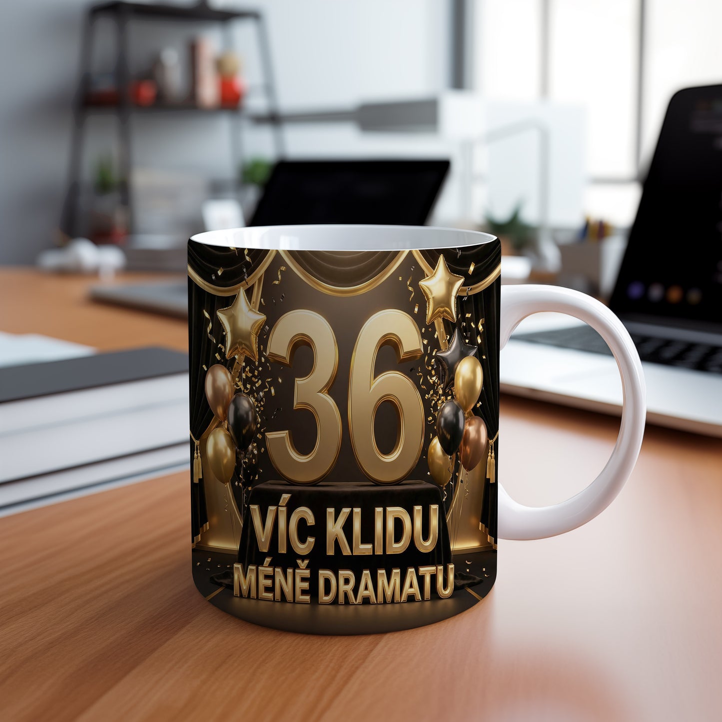 Narozeninový hrnek 36 let – VÍC KLIDU MÉNĚ DRAMATU