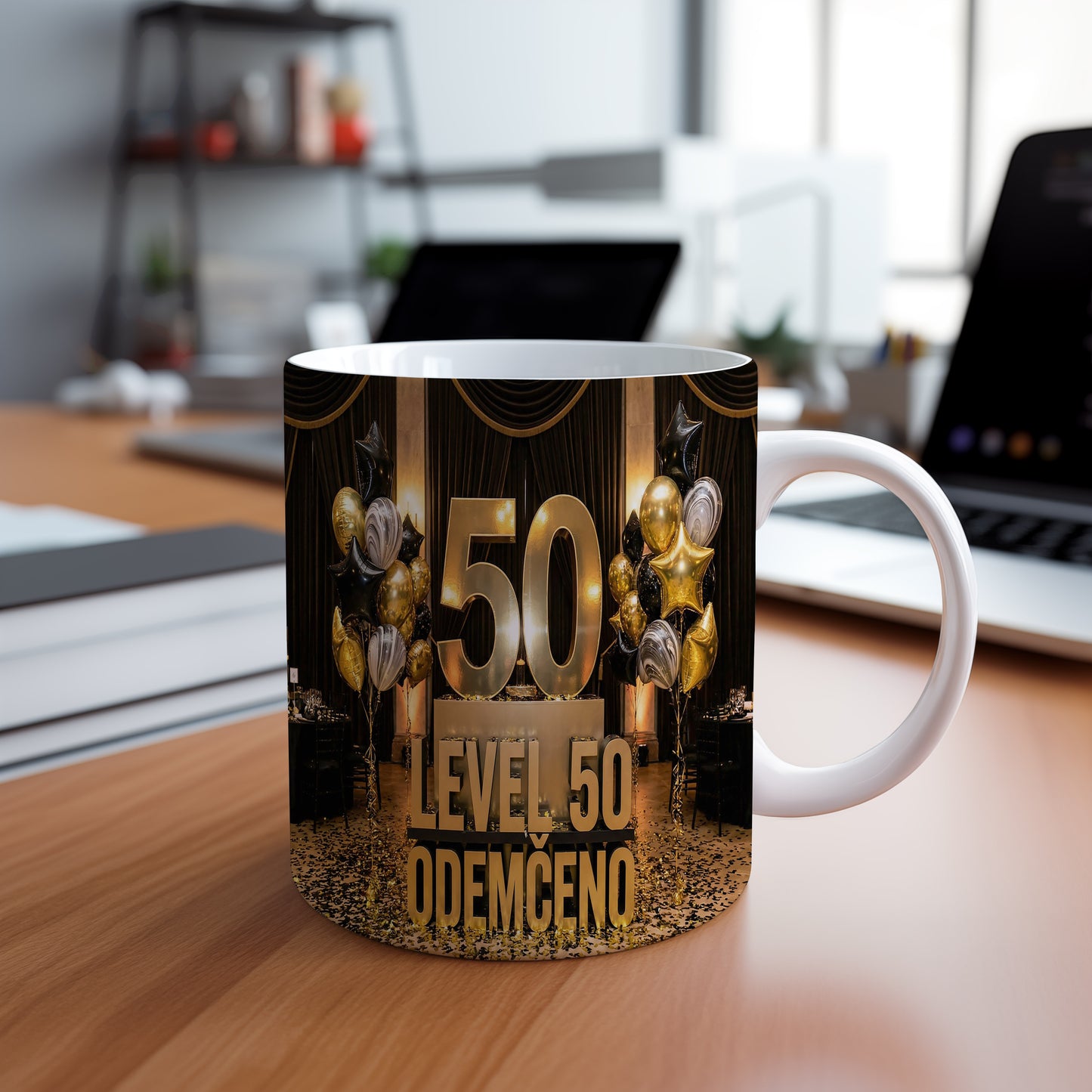 Narozeninový hrnek 50 let – LEVEL 50 ODEMČENO