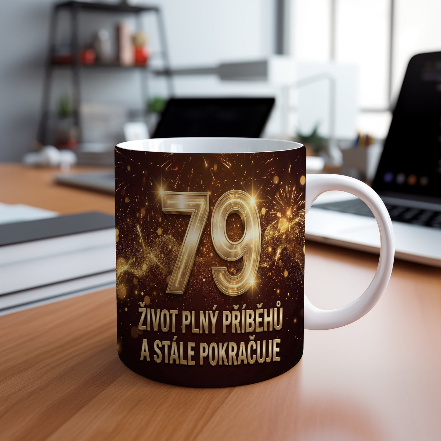 Narozeninový hrnek 79 let – ŽIVOT PLNÝ PŘÍBĚHŮ A STÁLE POKRAČUJE