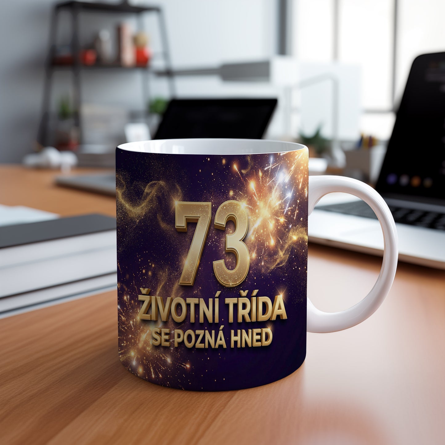 Narozeninový hrnek 73 let – ŽIVOTNÍ TŘÍDA SE POZNÁ HNED
