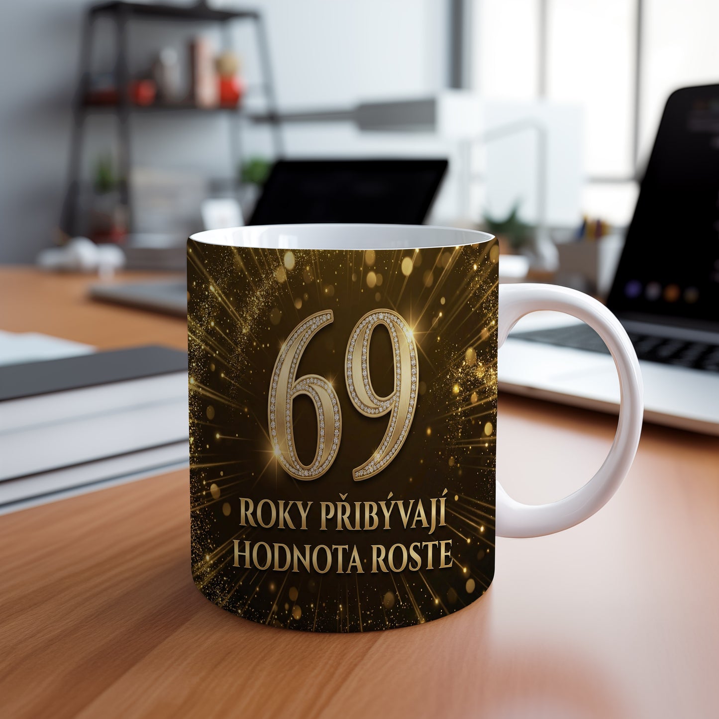 Narozeninový hrnek 69 let – ROKY PŘIBÝVAJÍ HODNOTA ROSTE