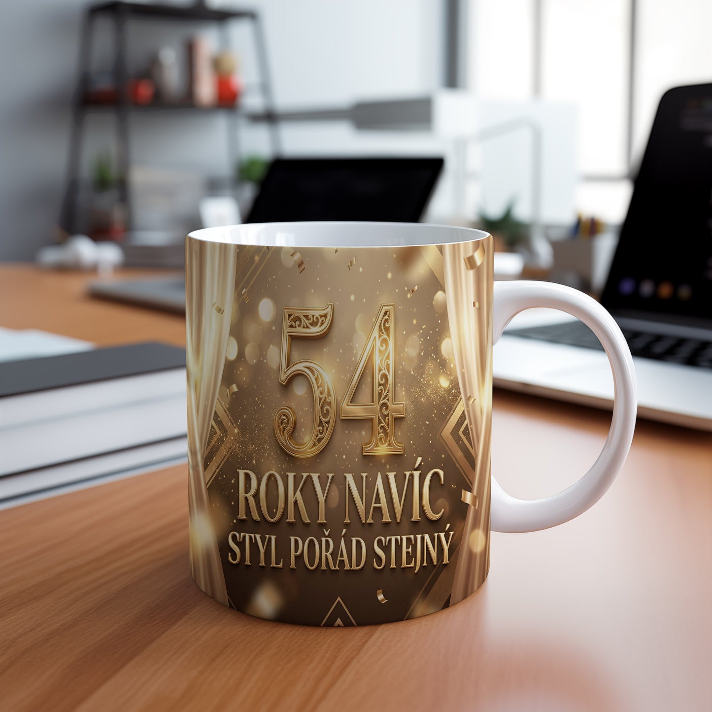 Narozeninový hrnek 54 let – ROKY NAVÍC, STYL POŘÁD STEJNÝ