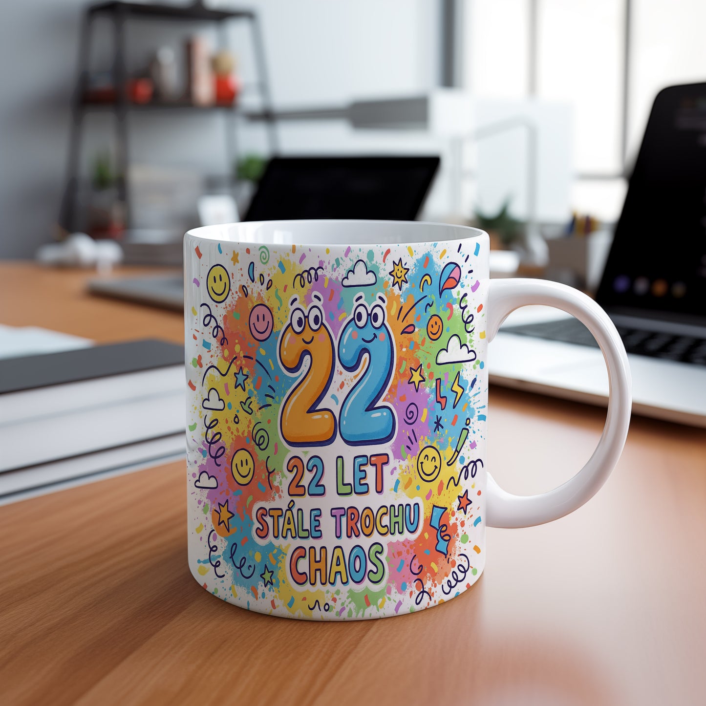 Narozeninový hrnek 22 let – 22 LET STÁLE TROCHU CHAOS