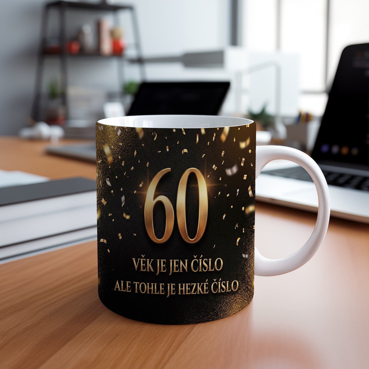 Narozeninový hrnek 60 let – VĚK JE JEN ČÍSLO ALE TOHLE JE HEZKÉ ČÍSLO