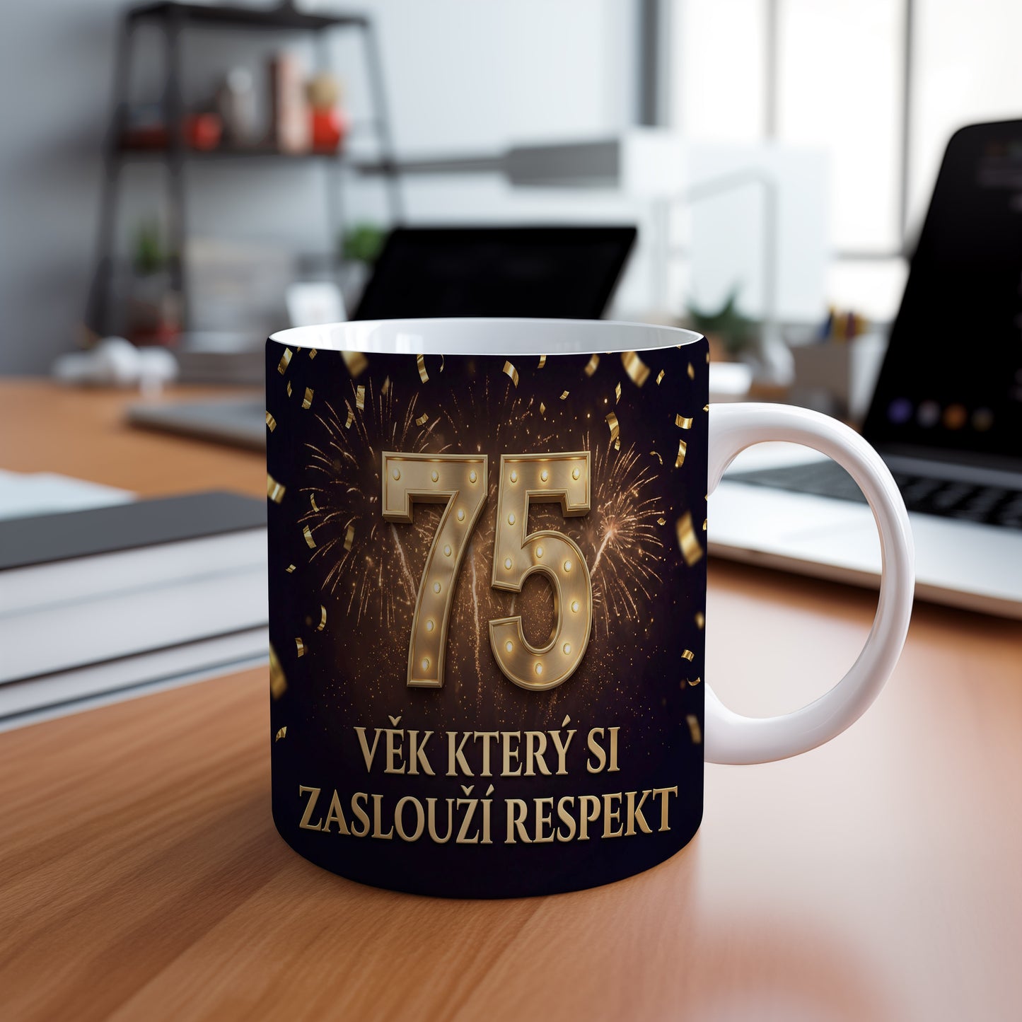 Narozeninový hrnek 75 let – VĚK KTERÝ SI ZASLOUŽÍ RESPEKT