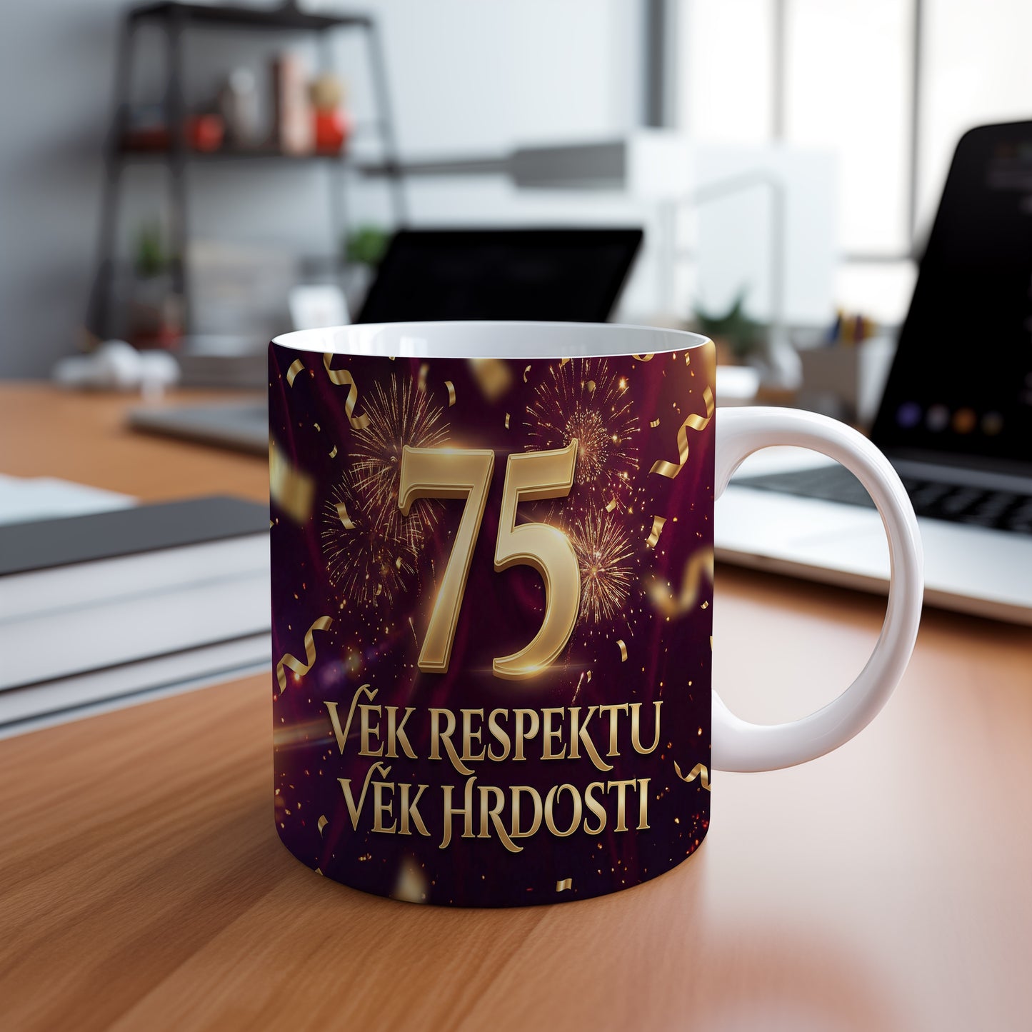 Narozeninový hrnek 75 let – VĚK RESPEKTU VĚK HRDOSTI