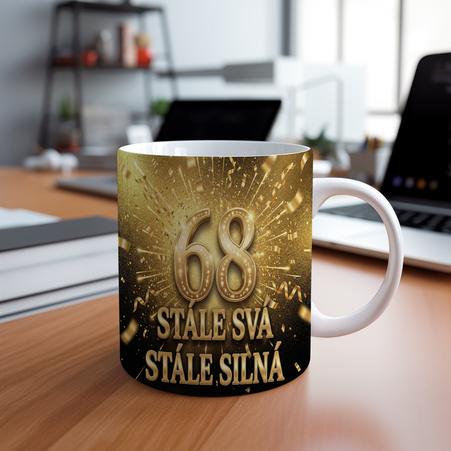 Narozeninový hrnek 68 let – STÁLE SVÁ, STÁLE SILNÁ