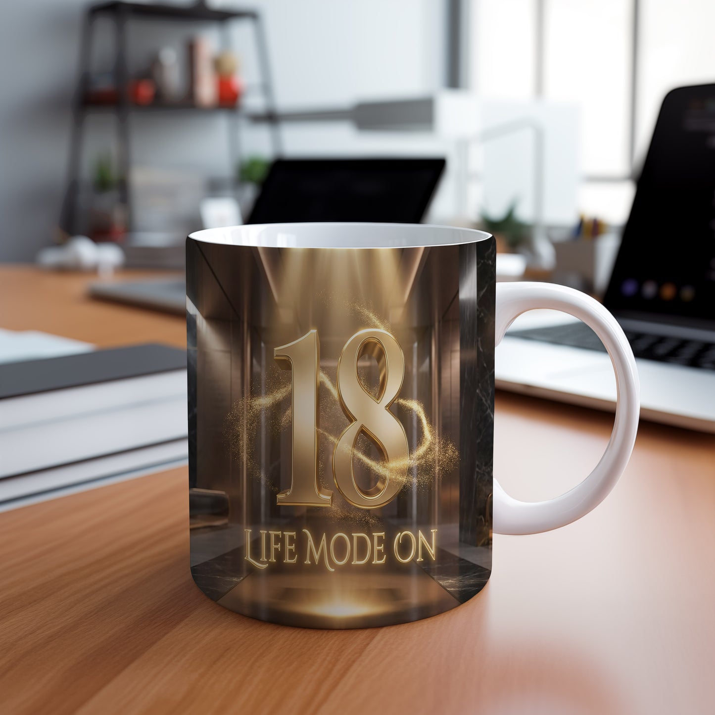 Narozeninový hrnek 18 let – LIFE MODE ON