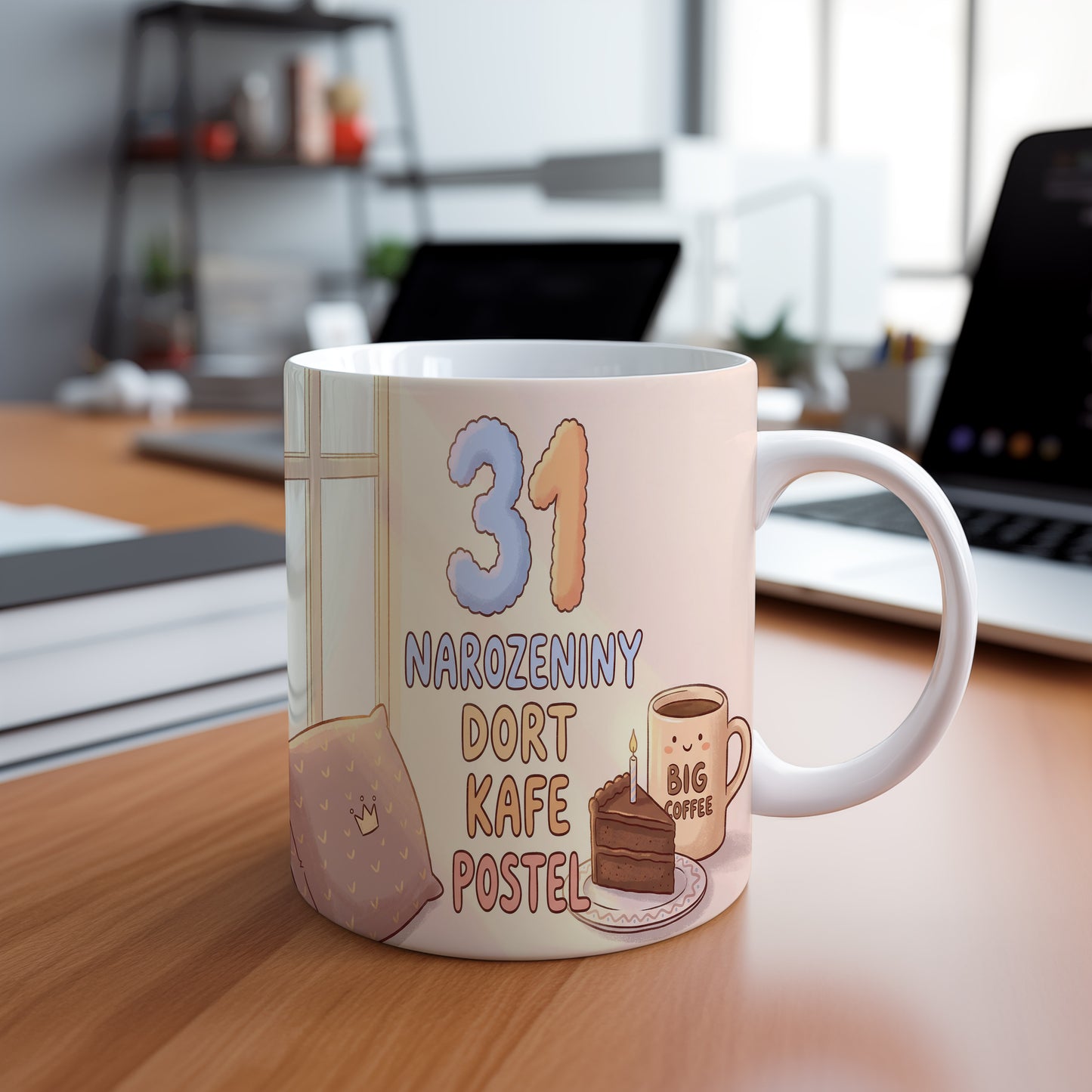 Narozeninový hrnek 31 let – NAROZENINY DORT KAFE POSTEL