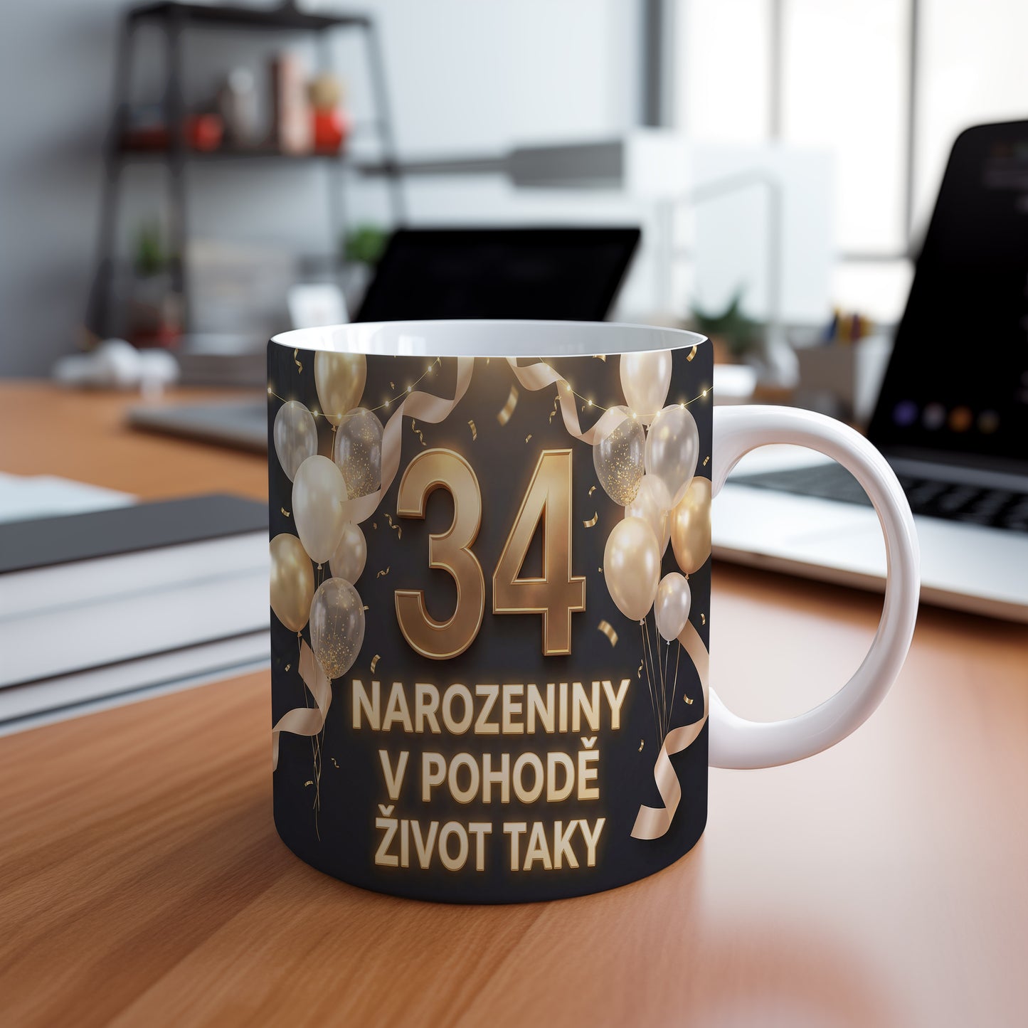 Narozeninový hrnek 34 let – NAROZENINY V POHODĚ ŽIVOT TAKY