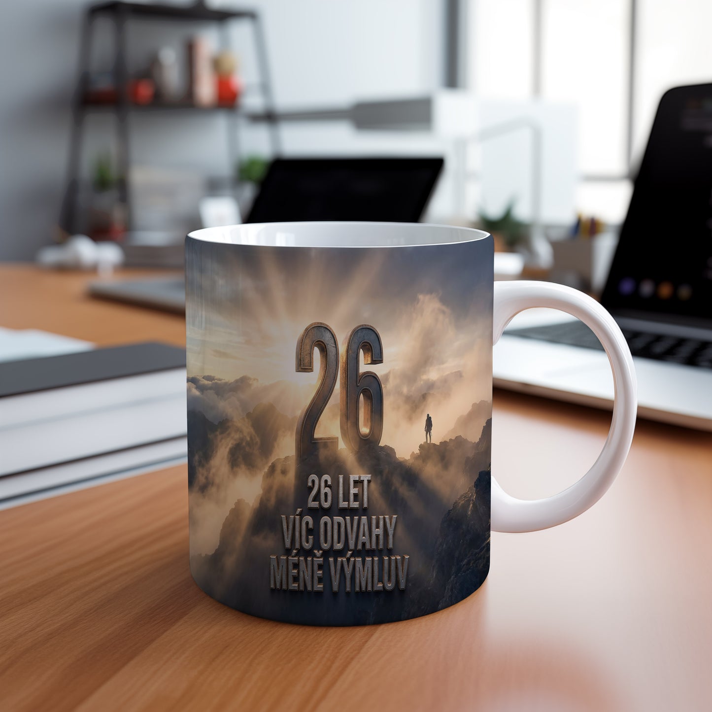 Narozeninový hrnek 26 let – 26 LET VÍC ODVAHY MÉNĚ VÝMLUV