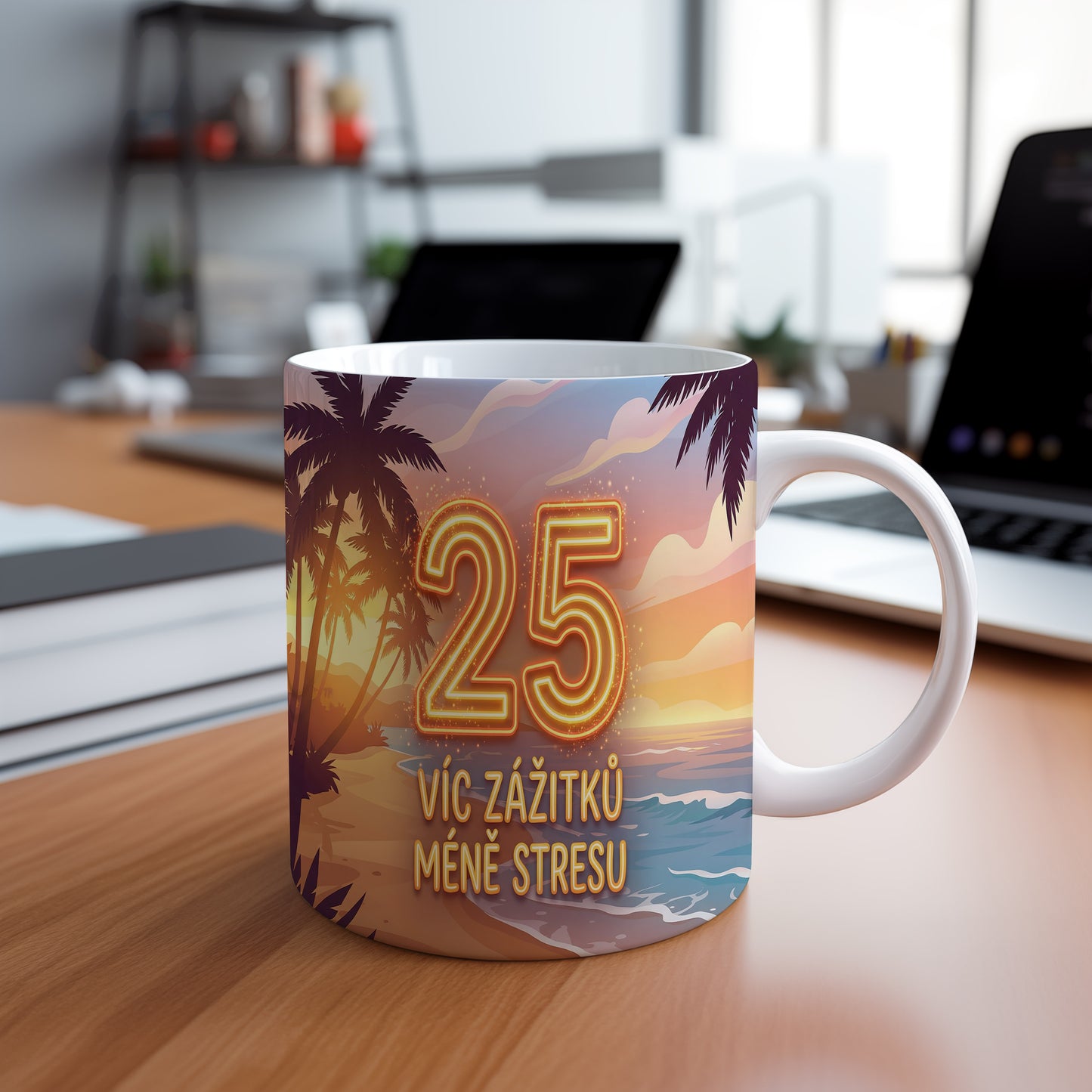Narozeninový hrnek 25 let – VÍC ZÁŽITKŮ MÉNĚ STRESU
