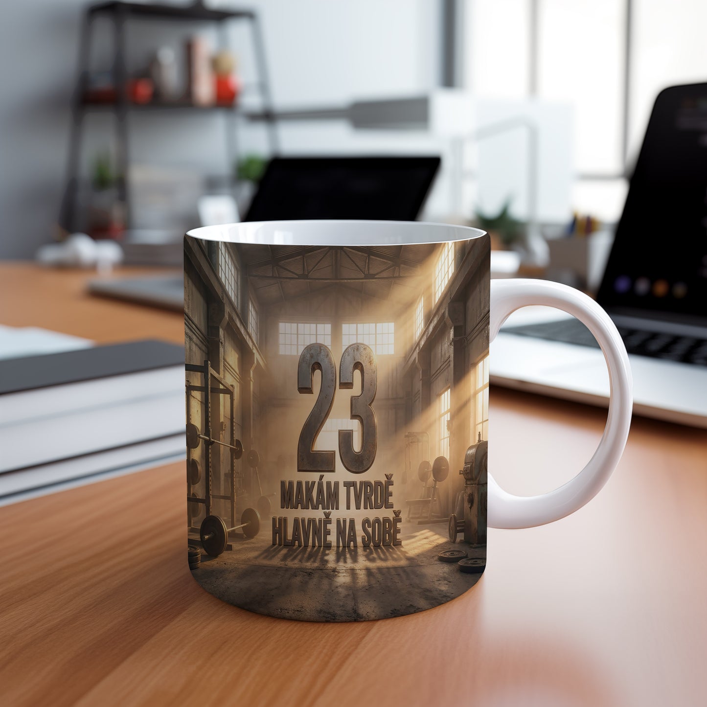 Narozeninový hrnek 23 let – MAKÁM TVRDĚ HLAVNĚ NA SOBĚ